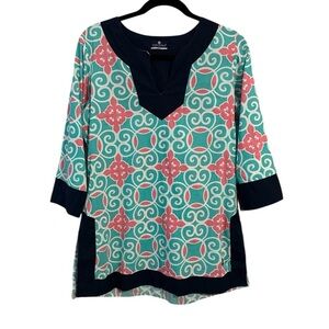 Simply Southern Collection Women's Geometric Tunic Top 3/4 Sleeve Size M Preppy